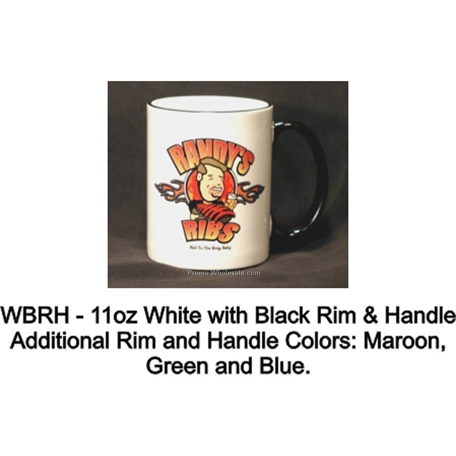 White Mug With Black Rim And Handle