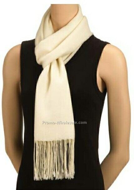 Wolfmark Ivory Pashmina Silk/Wool Blend Scarf