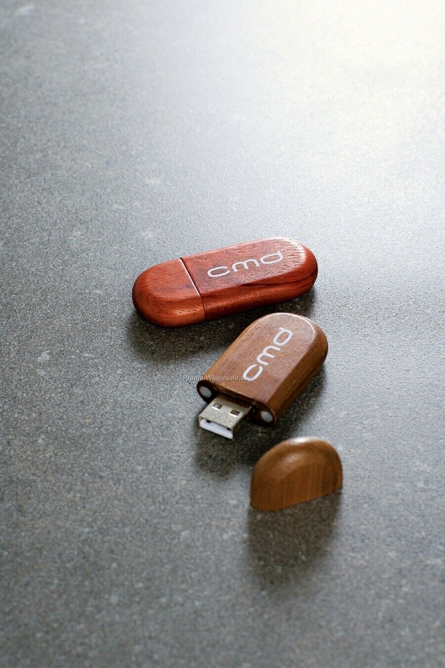 Wood Flash Drive W/ Rounded Edge Rectangle Case