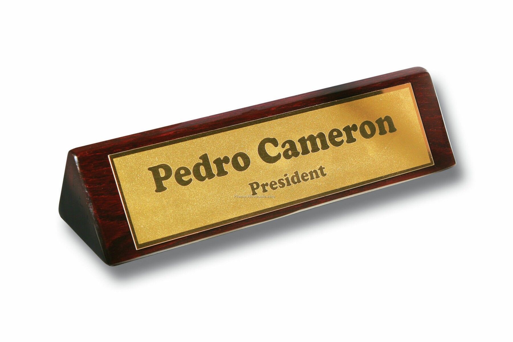 1-3/8"x8-3/8" Laser Engraved Desk Name Plate On Cherry Piano Wood Base