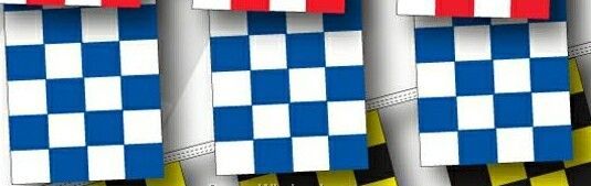 100' 8 Mil Rectangle Checkered Race Track Pennant - Blue/ White