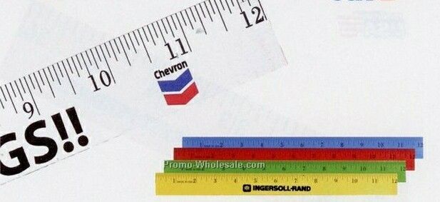 12" Enamel Wood Ruler With English Scale - 2 Day Rush