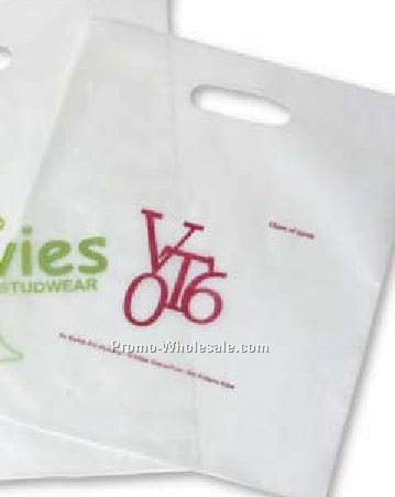 12"x15" Frosted Clear Merchandise Bag W/ Oval Die Cut Handle