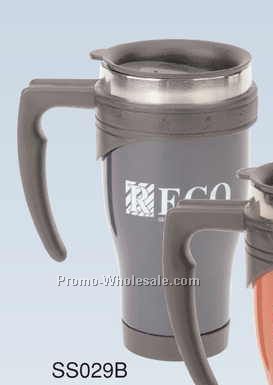 16 Oz. Blue Color Coated Stainless Steel Mug (Screened)