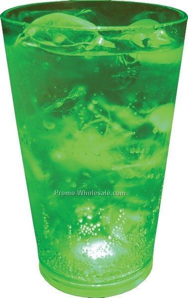 16 Oz. Green Light Up Pint Glass W/ 5 LED Lights