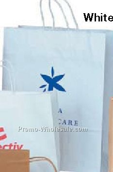 16"x6"x19" White Kraft Paper Shopping Tote Bags