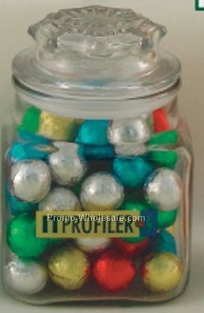 18 Oz. Square Glass Apothecary Jar W/ Assorted Toffees