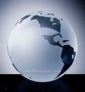 2" Clear Ocean World Globe W/ Flat Bottom
