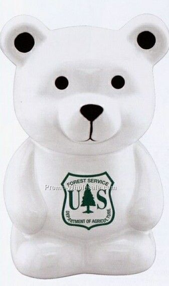 2-5/8"x2-3/8"x4" White Ceramic Bear Bank