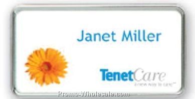 2-7/8"x1-1/2" Metal Executive Silver-framed Badge (Full Color Insert)