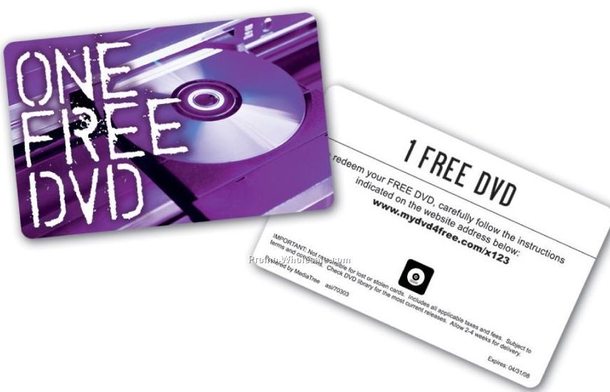 2 Free DVD Movie Gift Card