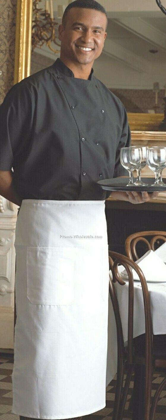 2 Pocket Bistro White Apron (28"x33") Printed