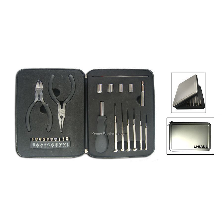 25 PC Compact Tool Set In A Zippered Aluminum Case