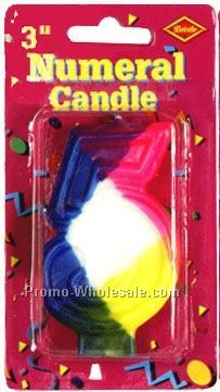 3" Rainbow Number 5 Numeral Candle