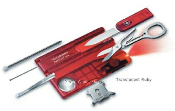 3-1/4" Translucent Sapphire Swisscard Lite Multi-tool