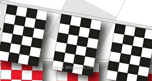 30' 4 Mil Rectangle Checkered Race Track Pennant - Black/ White