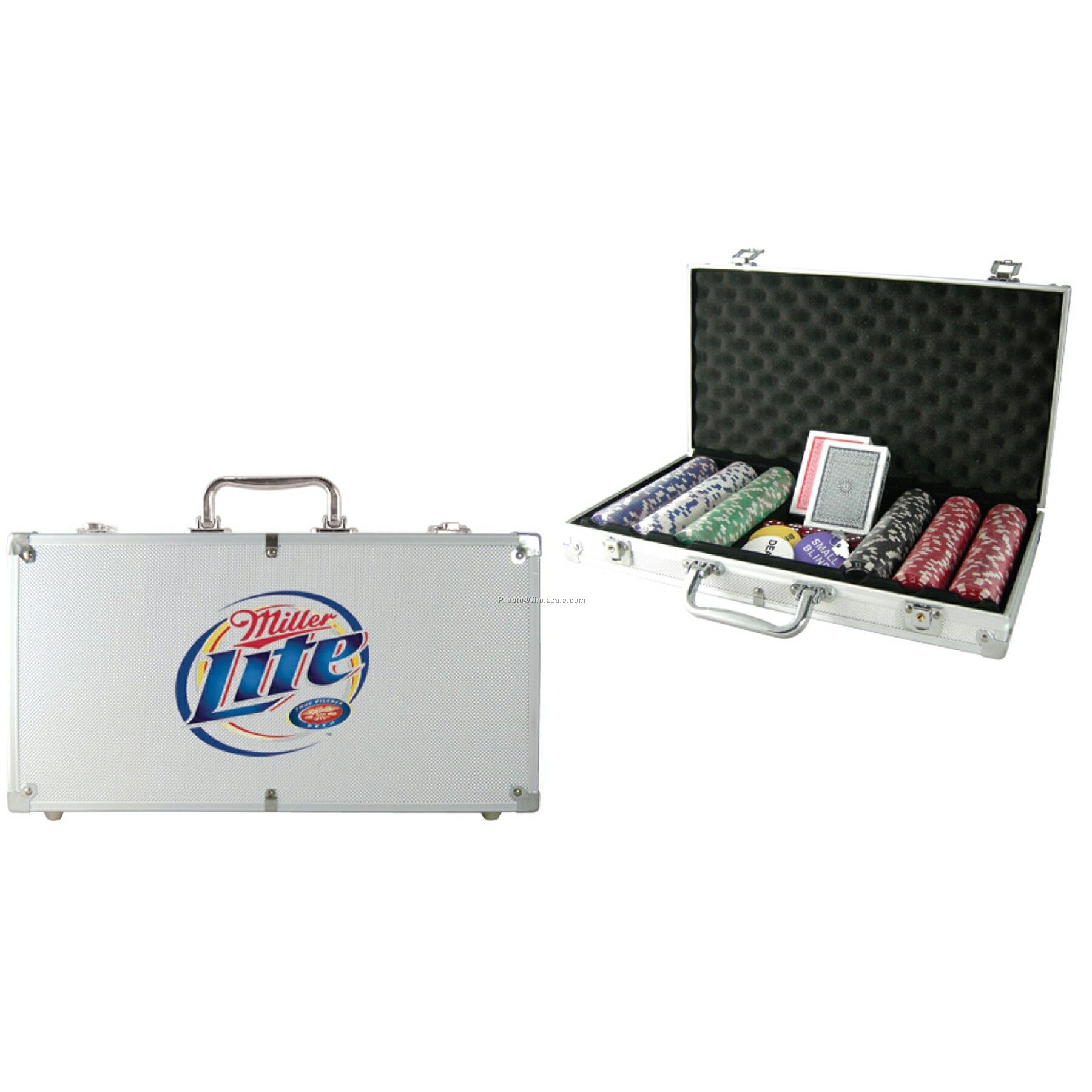 300 Piece Poker Chip Set With Silver Case - Decal Chip Imprint