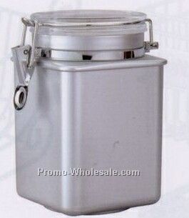 39 Oz. Matte Silver Square Airtight Canister