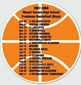 4" Quikey Basketball Shape Sports Schedule Magnet