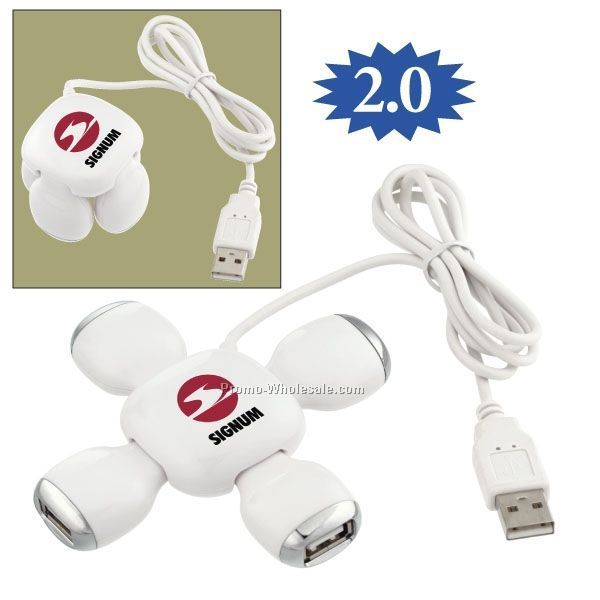 4"x4"x3/4" Flexible 2.0 4 Port USB Hub