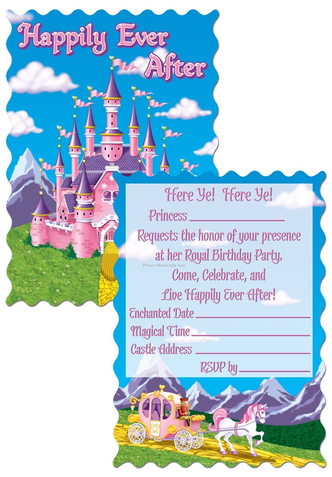 4"x5-1/2" Princess Happily Ever After Party Invitations
