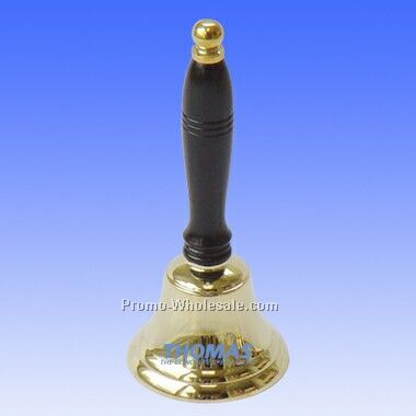 5" Brass Bell With Wooden Handle (Engraved)