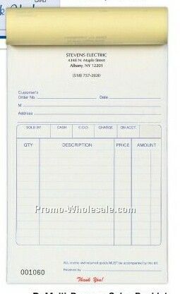 5-1/2"x8-1/2" 2 Part Multi Purpose Sales Booklet