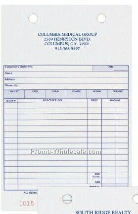 5-3/8"x8-1/2" 2 Part Sales Register Forms