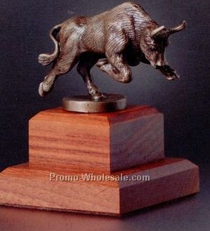 5"x3-3/4" Bronze Charging Bull Sculpture