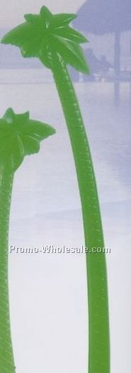 6" Translucent Emerald Green Palm Tree Stirrer