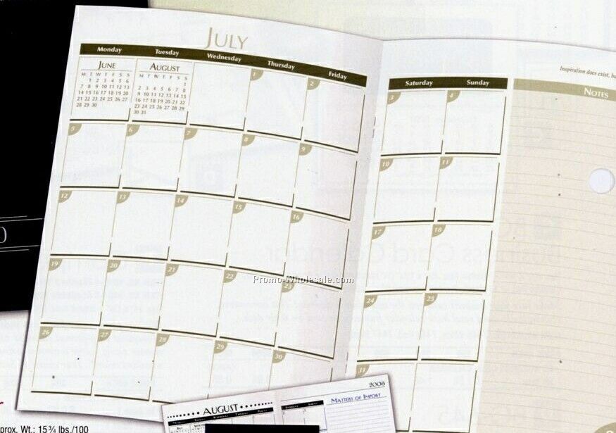 6-3/4"x9" 14-month Business Calendar (Black) - After June 1