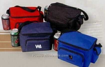 6 Pack Poly Cooler W/ Bottle Holder & Cell Phone Pouch
