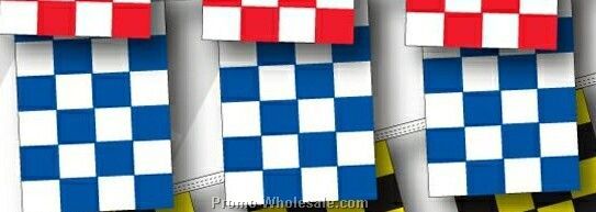60' 4 Mil Rectangle Checkered Race Track Pennant - Blue/ White
