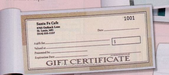 7-1/4"x3-3/8" "santa Fe" Book Format Designer Gift Certificate