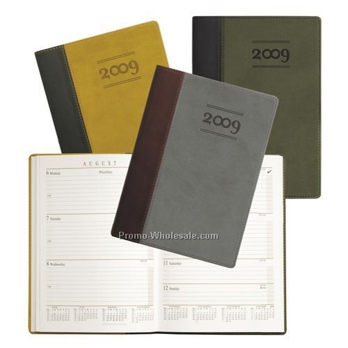 7-3/4"x5-1/2" Mustard/Green Sun Graphix Portable Desk Planner (White Paper)