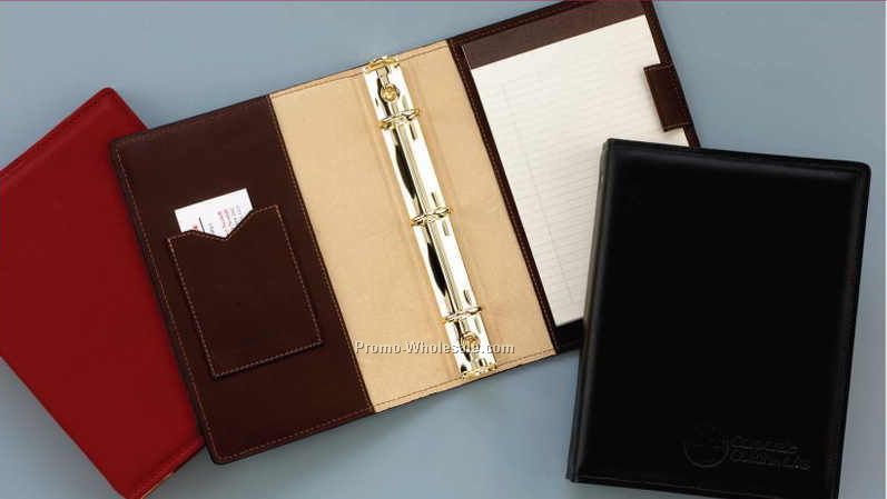 7"x9" Business Leather Half Sheet Binder W/ 3 Rings