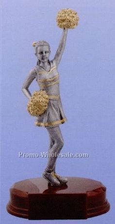 8" Sport Sculpture W/ Radiant Mahogany Finish Base (Cheerleader)