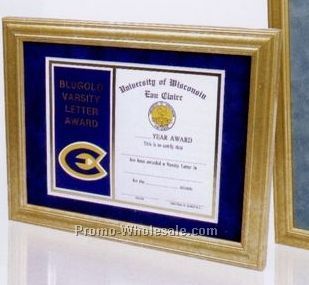 8-1/2"x11" Mdf Certificate Frame W/ Marbled Gold Wrap & Single Matboard