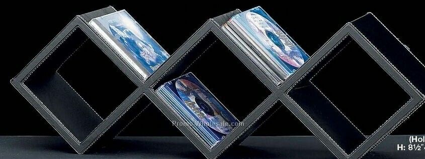 8-1/2"x25"x5-3/4" Black Leather CD Rack