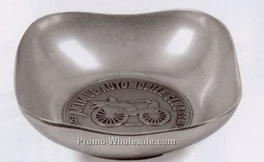 8-1/2"x8-1/2" Custom Crested Pewter Hot Bun Dish