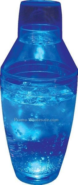 8 Oz. Clear Light Up Drink Shaker With Blue LED Lights