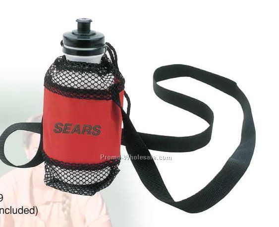 8"x3" Nylon & Mesh Bottle Holder W/ Drawstring