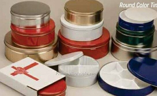 9-7/8"x1-15/16" Round Tins - Gold/Silver/Red/White