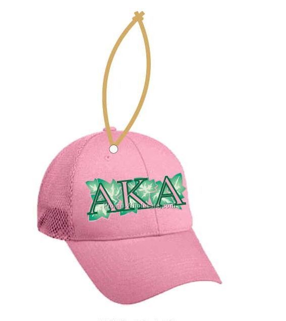Alpha Kappa Alpha Sorority Hat Ornament W/ Mirrored Back (6 Square Inch)