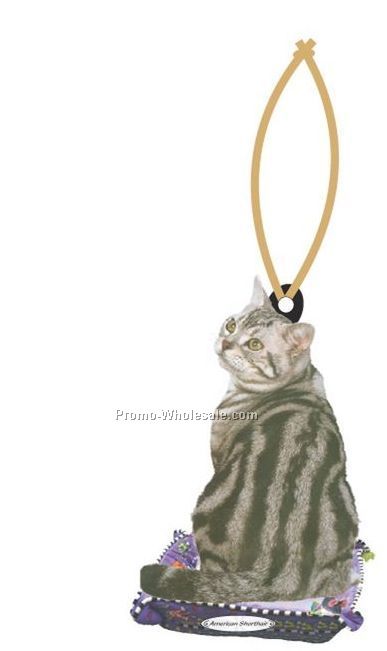 American Shorthair Cat Executive Ornament W/ Mirrored Back (12 Sq. Inch)