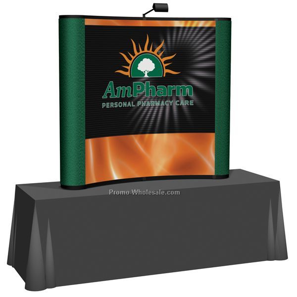 Arise Pop-up Curve Tabletop Display W/ Lights (Mural W/Fabric End Panel)6'