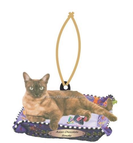 Asian Chocolate Smoke Cat Executive Line Ornament W/ Mirror Back(8 Sq. In.)