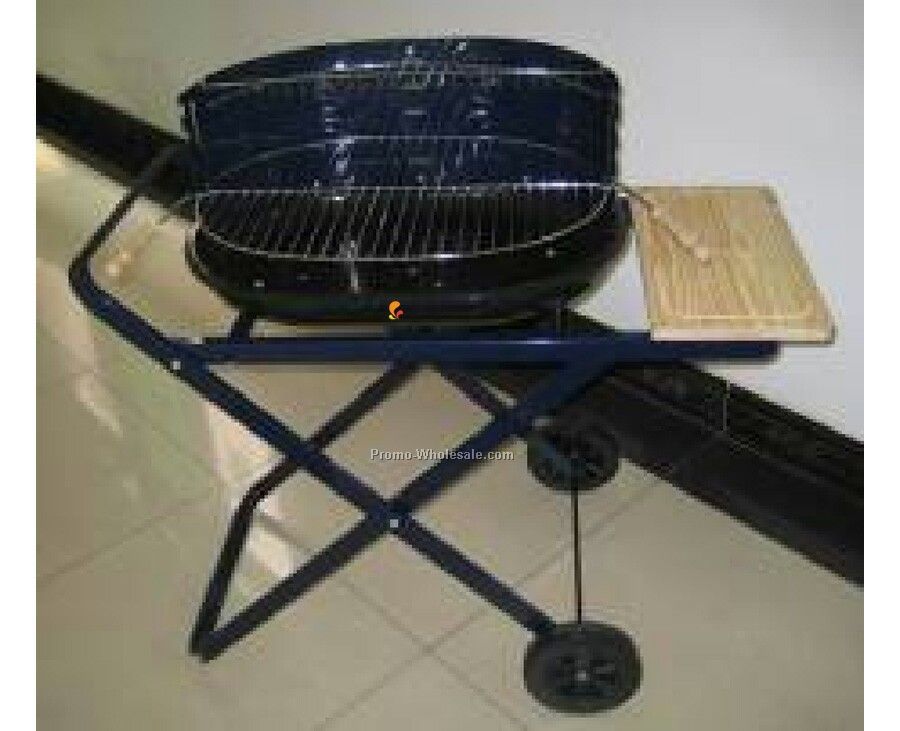 Barbecue Grill - Portable With Wood Shelf