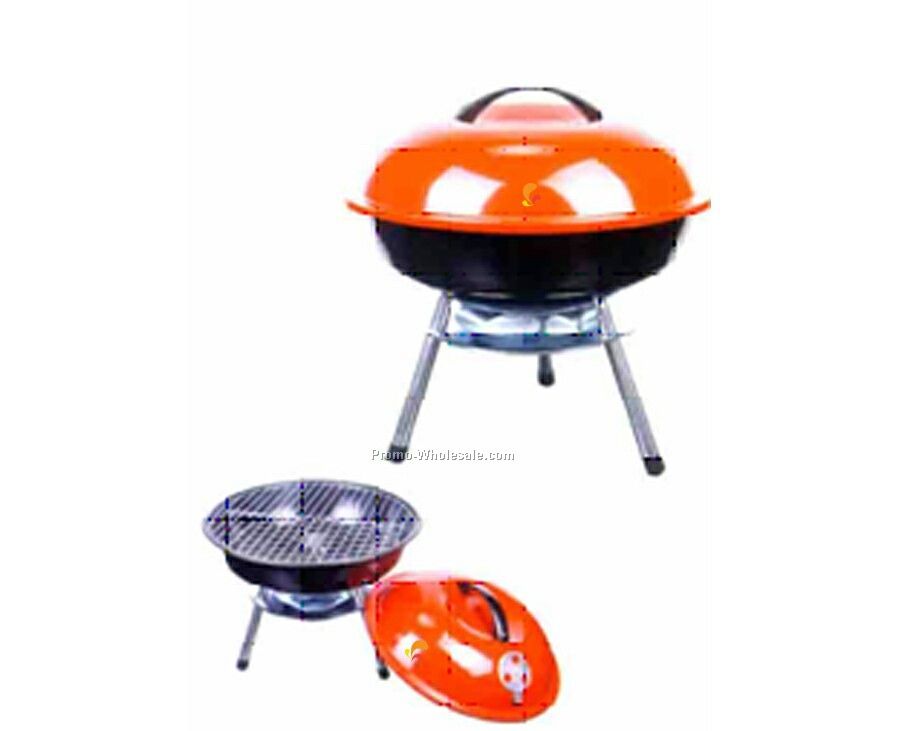 Barbecue Grill - Round With Red Lid & Short Legs