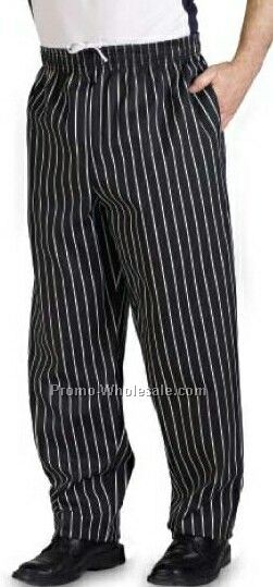 Black & White Chalk Stripe Alpha Sizing Poly Cotton Chef Pant - (Xs-xl)